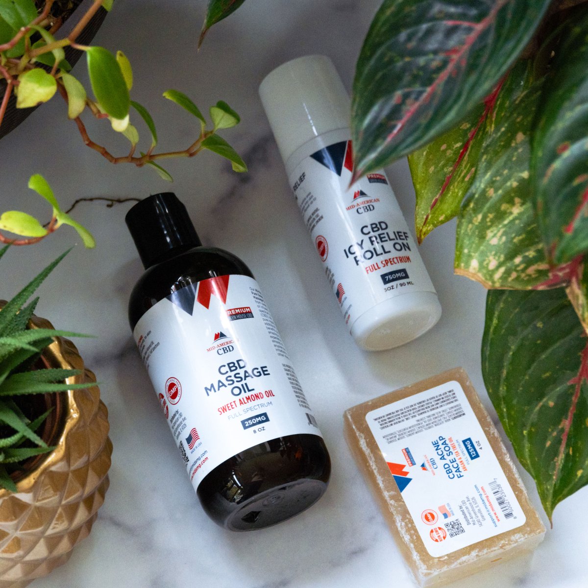rwbbrands's tweet photo. You’ll thank us later! Mid-American CBD Soap, Massage Oil, and Icy Relief Roll On are here to help your Sunday scaries. 
$RWB $RWBYF https://t.co/BrUfU7MEAj