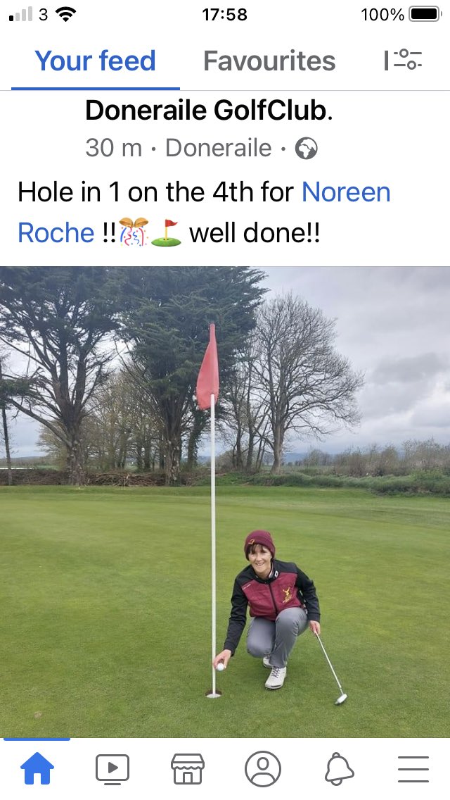 Congratulations to Noreen Roche who had a Hole in 1 on the 4th today in Doneraile.