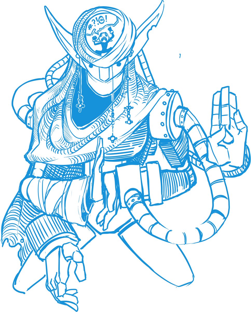 Dewdunks's tweet photo. I can't remember the context of this doodle. I think I was thinking about the robot monk guy from overwatch. https://t.co/9dsTia00gH