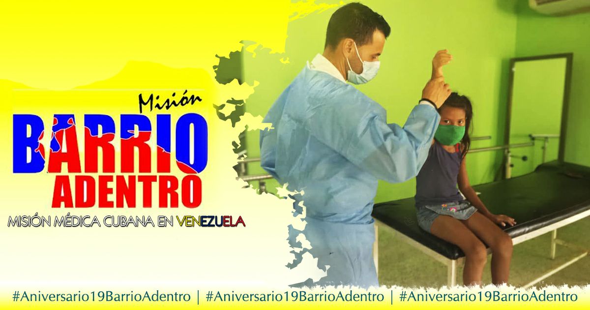 A través de la Misión Barrio Adentro, miles de venezolanos han sido atendidos de forma gratuita en todo el territorio nacional. #Aniversario19BarrioAdentro #CubaPorLaVida #CubaCoopera <a href="/cubacooperaven/">Brigada Médica Cubana en Venezuela</a> <a href="/MINSAPCuba/">Ministerio de Salud Pública de Cuba</a> <a href="/PardoRegla/">Regla Angulo Pardo</a> <a href="/japortalmiranda/">José Angel Portal Miranda</a> @cubacooperaveB6
