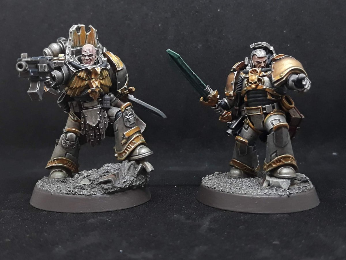 tangent_contriv's tweet photo. Decided to give Garro & Rubio a wee spruce up to better match my #LegioCybernetica army. @WarComTeam #WarhammerCommunity #HorusHeresy #30k #KnightsErrant #Garro #Rubio https://t.co/n4F9yl7JKk