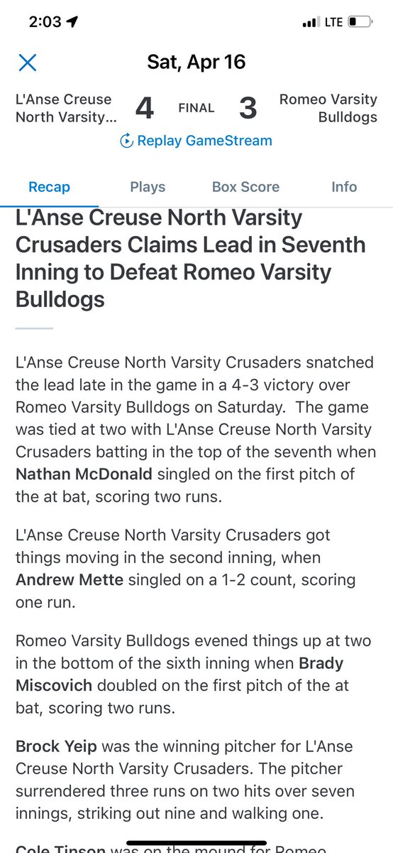 LCNCrusadersBSB's tweet photo. CRUSADER WINS‼️ 
Crusaders stay hot with two big wins against Romeo rolling into league play next week!!!!! https://t.co/YnkSKvfzQ8