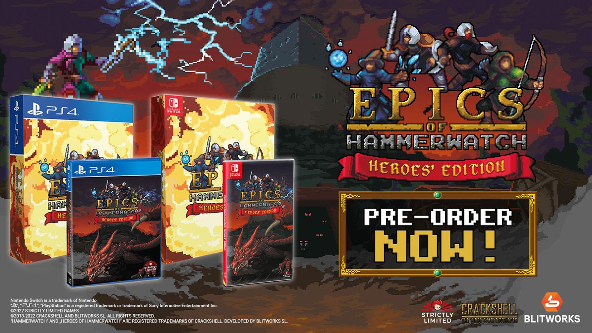Sharpen your blades and tighten your helmets:
🛡 Epics of Hammerwatch: Heroes' Edition 🛡 is live for pre-order NOW! 📢

Become the Hero of Hammerwatch (or gloriously die trying a thousand times 😅)

Exclusively on SLG:
🎮 loom.ly/uYphOTA