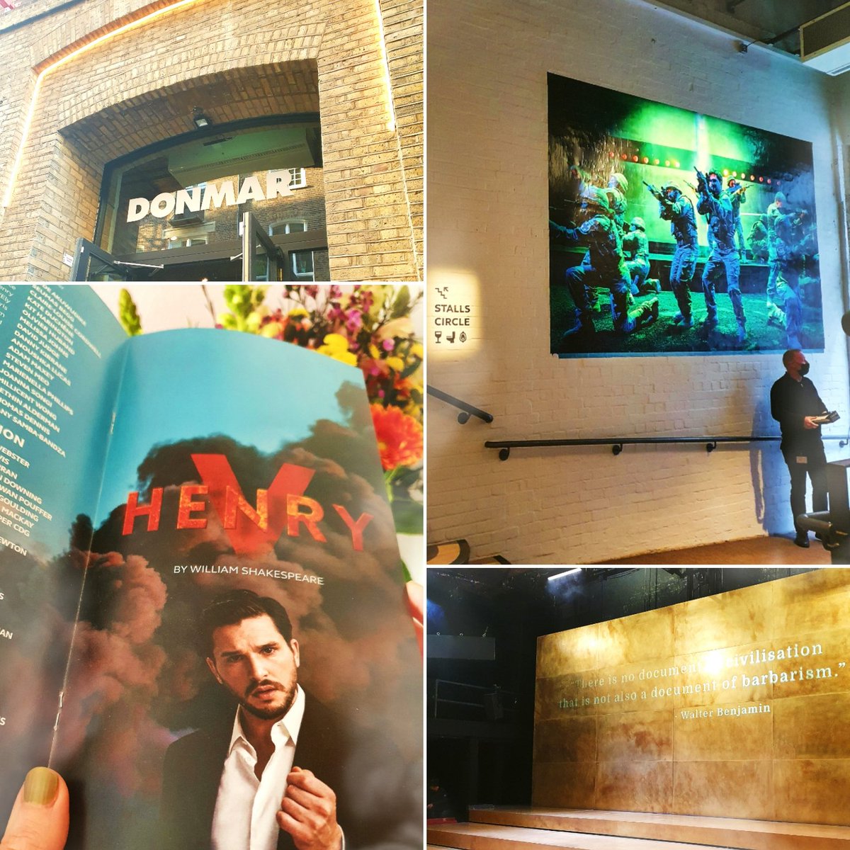 #FirstRowTix #CozyAtmosphere 
❝I believe I can fly, I believe I can touch the stage.❞ At the @DonmarWarehouse in London for #HenryV last Saturday❣️🎭🪖 A festival of action, drama, entertainment + finest stage art.🤘 The play's standout performance came from #KitHarington❣️🤴