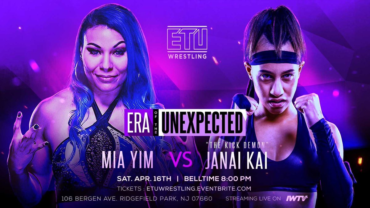 Robbie1Kenobi's tweet photo. Head Baddie vs. Kick Demon! 🔥🔥 @ETUwrestling #EraoftheUnexpected @MiaYim 🇰🇷 #YIMitless @Janai_Kai 🇵🇷🇩🇴 #JanaiKaiNEVERDies https://t.co/X6u4lllyyj