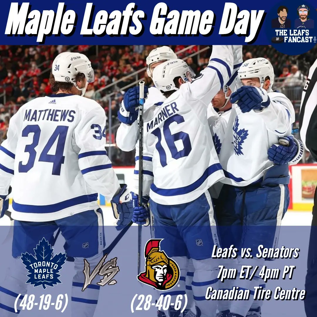 TheLeafsFancast's tweet photo. IT'S MAPLE LEAFS GAME DAY AND YOU KNOW WHAT THAT MEANS!
The Battle of Ontario heats up for the as the Buds take on the #GoSensGo
Swipe to see tonight's Projected Lineup presented by @Summerskates
#FanCastic #LeafsForever #BudsAllDay #TMLTalk #GoLeafsGo #ShowYourGame https://t.co/pigUaPI6dv