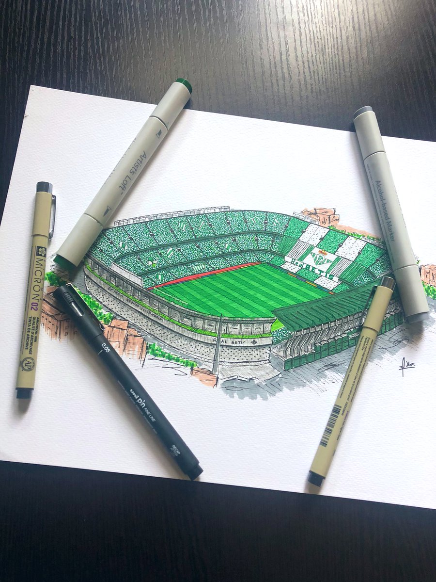 #BenitoVillamarin home of the @RealBetis 

#Betis #RealBetis #RBB #Sevilla #ForeverGreen #España #LaLiga #UEL #ChampionsLeague #CopadelRey #Futbol #drawing #stadium #sketchart #diadebetis