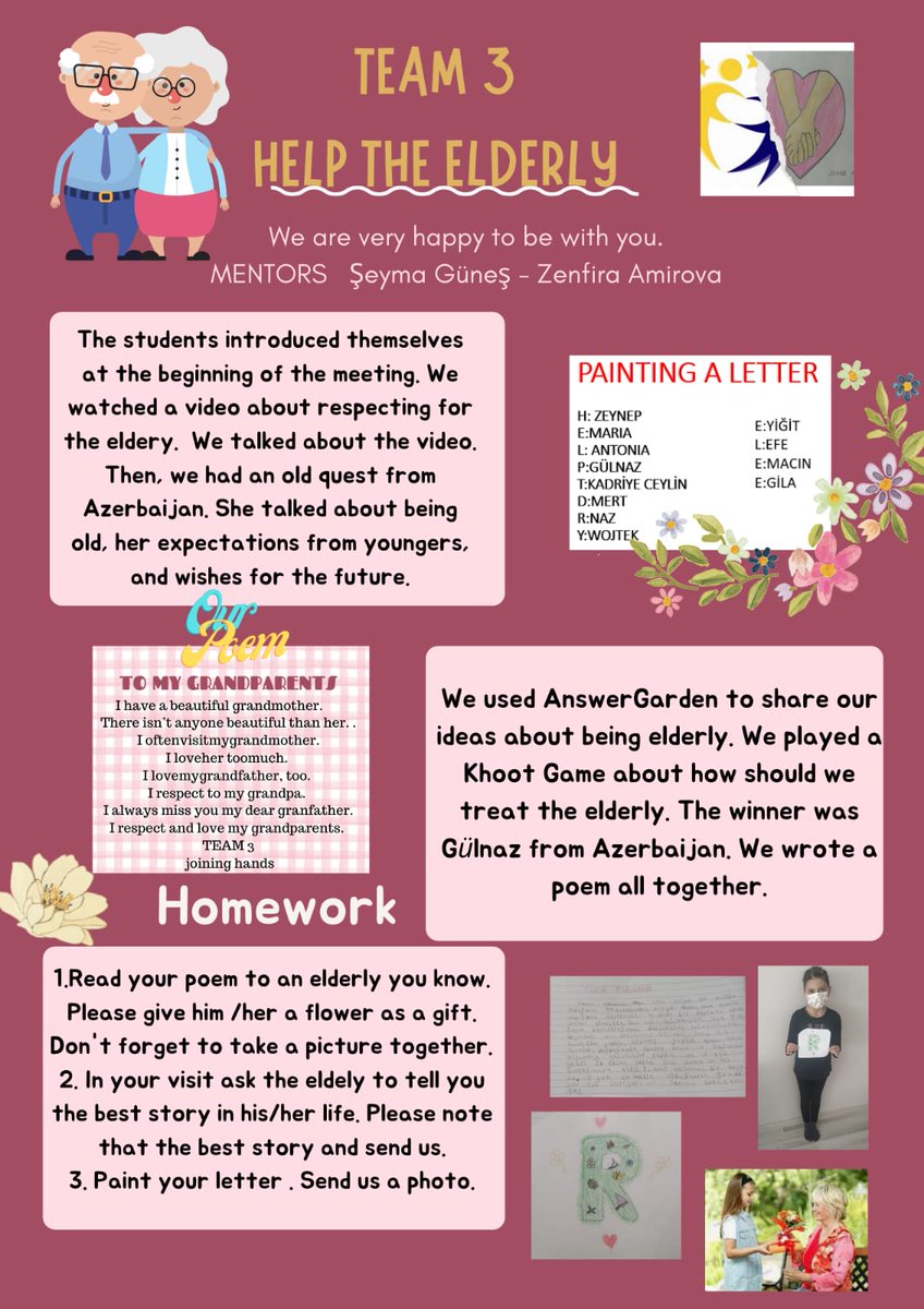seymaTekinGunes's tweet photo. Takım çalışmaları çok güzel geçti . @eTwinningDestek @canakkaleilmem #eTwinning #teamworks #helpingelderly https://t.co/ahZAt7mzqf