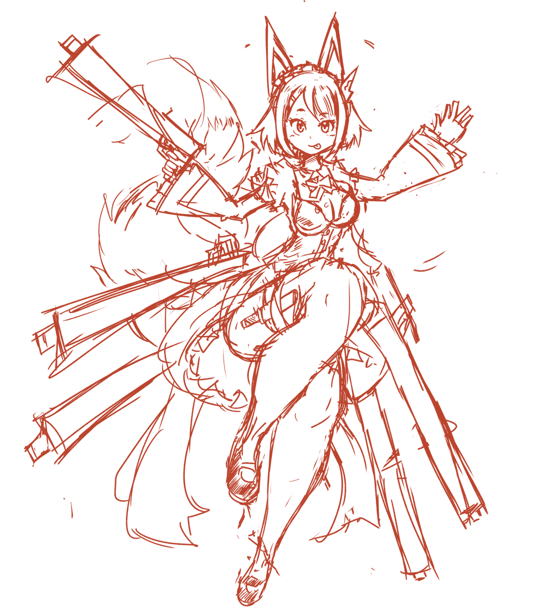 コンコレ用のお狐たちがラフのまんま随分溜まってきた 