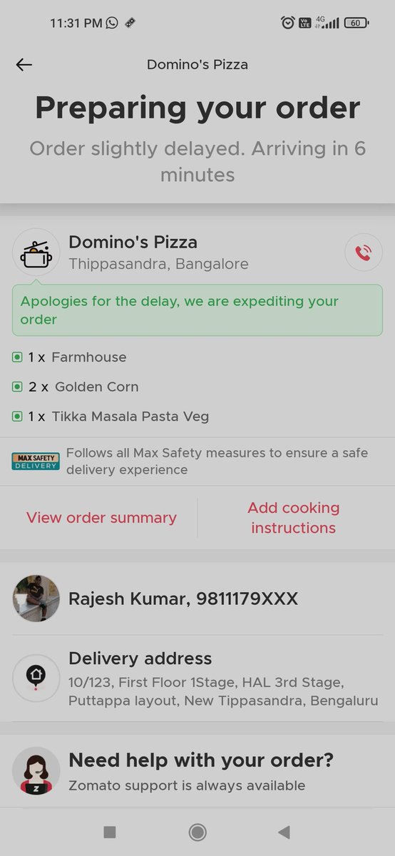 rajeshkumar03's tweet photo. @dominos Really bad experience 
I ordered at 10.20 PM and its been 11.33 PM. Plz cancel my order if you dont want to deliver . Refund my money #dominopizza
NO ONE IS REALLY ASSIST ME ORDER either from @zomato https://t.co/eFySd1iHfn