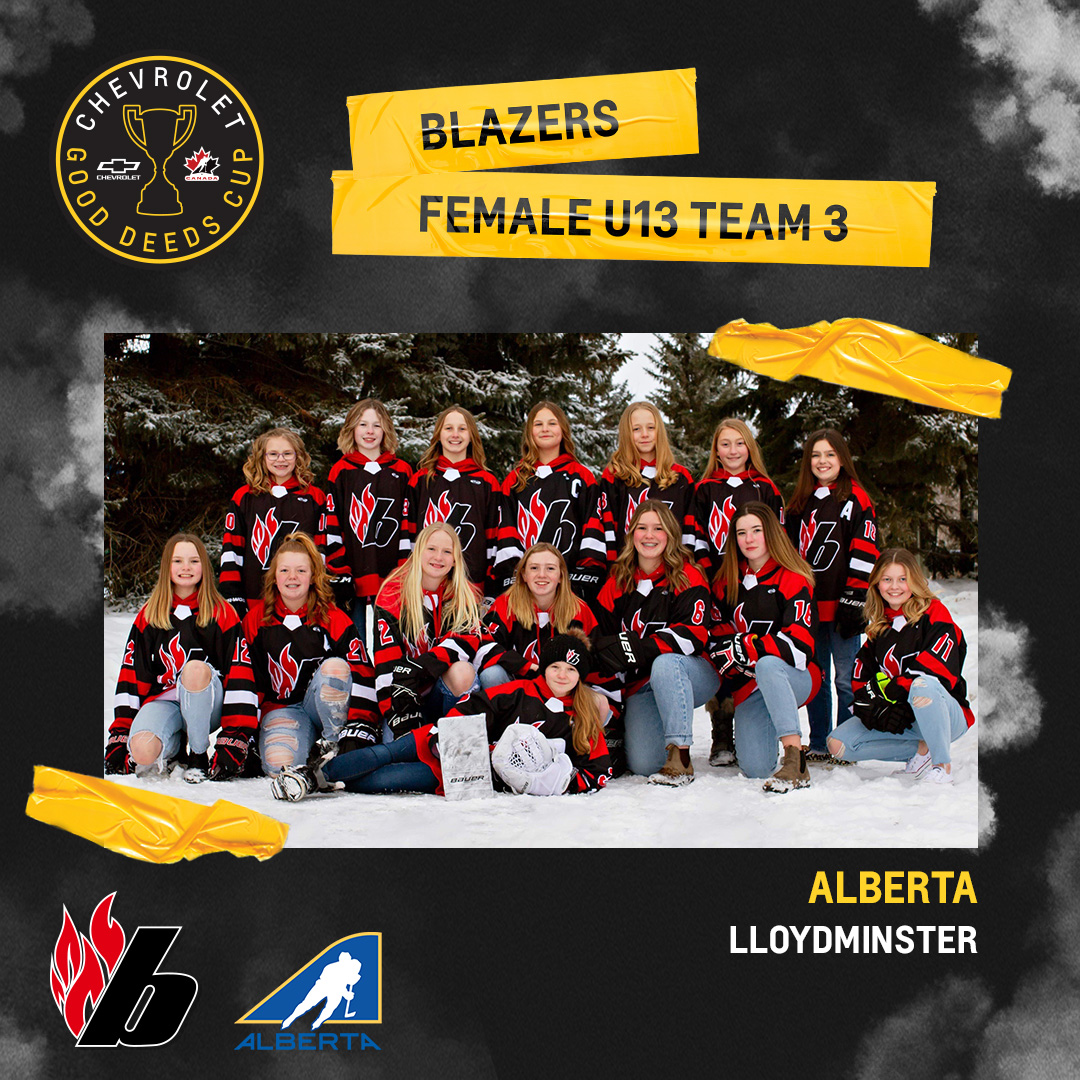 UlmerChevrolet's tweet photo. Make sure you tune in to Hockey Night in Canada tonight and cross your fingers for our local finalists, the @Lloydminsterfe 

We're hoping these girls' are able to bring the #GoodDeedsCup home to Lloydminster with their awesome Good Deeds! @ChevroletCanada 

GO FEMALE BLAZERS! https://t.co/I2h4ZD8gI5