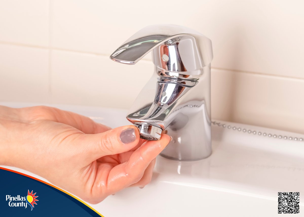 PinellasGov's tweet photo. Quick Tip: Switching your bathroom faucet to a .5 gpm (gallons per min) aerator can save up to 55% compared to the standard 2.2 gpm aerator. The flow is reduced, yet the pressure remains uncompromised. #InTheKnowAboutH2O #WaterConservation #PinellasCounty #SustainableCommunity https://t.co/VYKGdYyDck