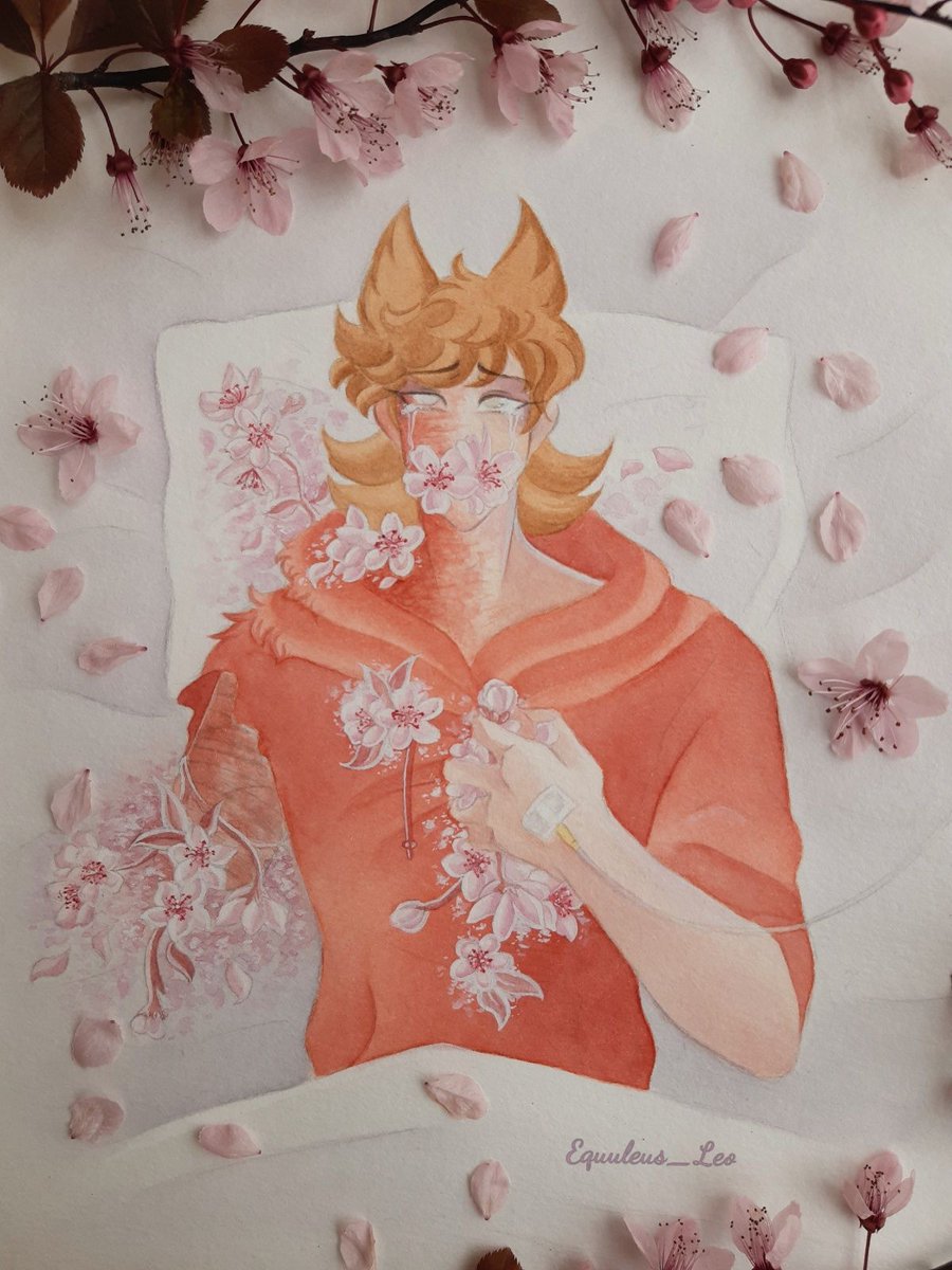 Leotherascal's tweet photo. [Vent]🌸~𝐇𝐚𝐧𝐚𝐡𝐚𝐤𝐢 𝐝𝐢𝐬𝐞𝐚𝐬𝐞~🌸

#Eddsworld #eddsworldtord #TORD #eddsworldfanart #vent #Hanahakidisease #artwork #art #Watercolour #ewtord https://t.co/AczOlis7td