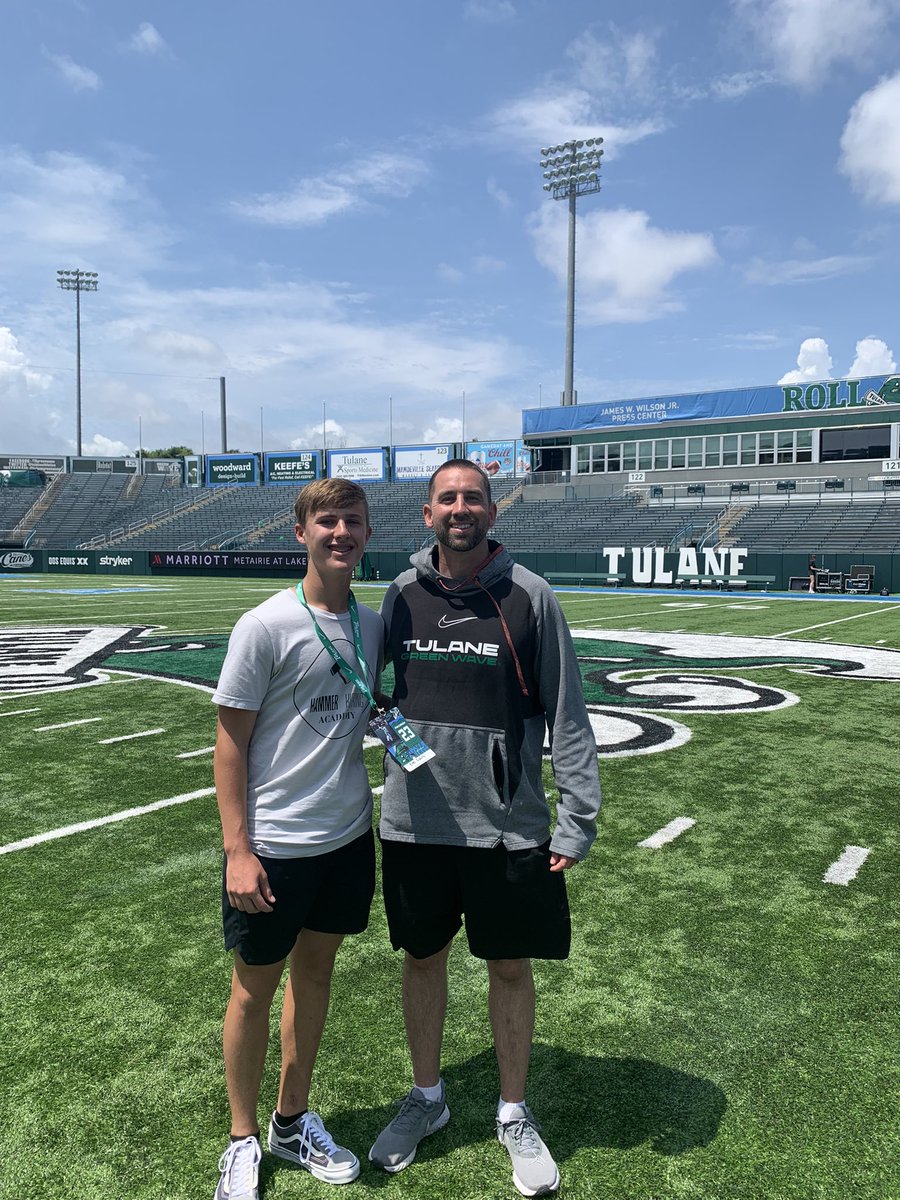 Great day today with <a href="/GreenWaveFB/">Tulane Football</a>! It was nice watching the spring game. Special thanks to <a href="/RobbyDischer/">Robby Discher</a> and <a href="/HKA_Tanalski/">Adam</a> for getting this setup!
