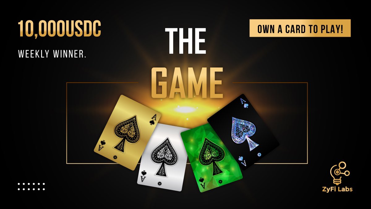 NFT GIVEAWAY! 

We’re giving away two (2) ZyFi Labs NFTs, which enter you for a weekly chance at 10,000 USDC. 

🚀RT
🚀FOLLOW <a href="/ZyFiLabs/">ZyFi Labs</a> 

🏆Winners announced Sunday