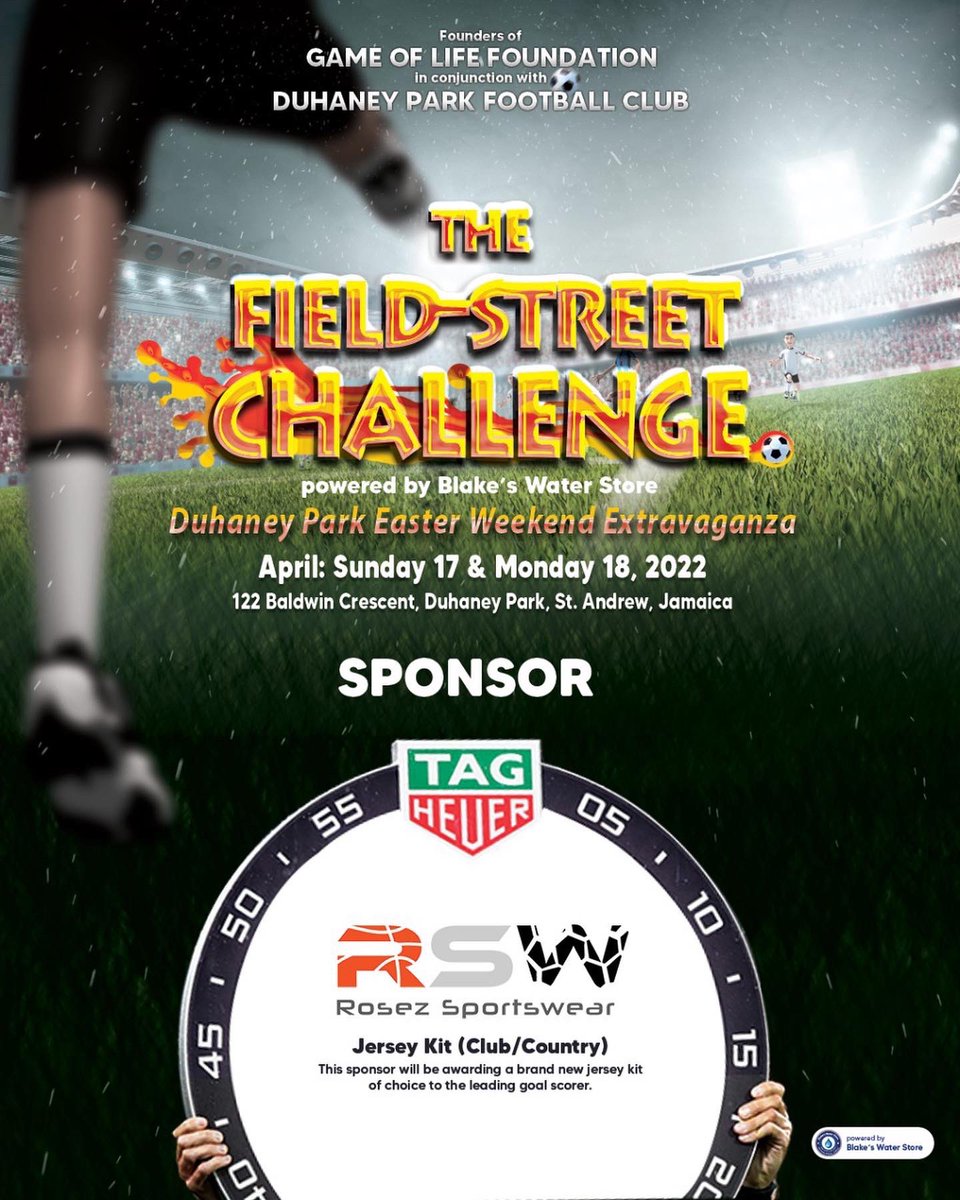 golfoundationja's tweet photo. The founders of Game of Life Foundation and the Duhaney Park Football Club welcome the following sponsors to the Field-Street Challenge.
Look out for prizes and surprises from these sponsors.
#FieldStreetChallenge🔥 https://t.co/6ziQtQ1DDg