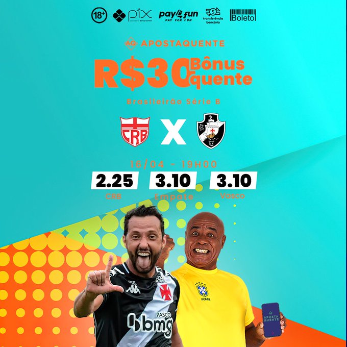 Sabad&atilde;o &eacute; dia de #SerieB e o adm quer saber, Vasco ou CRB? Deixa a&iacute; seu palpite pro placar porque os<a href="/tag/serieb"class="tags">#SerieB</a><a href="/tag/apostaquente"class="tags"><span>#apostaquente</span></a>