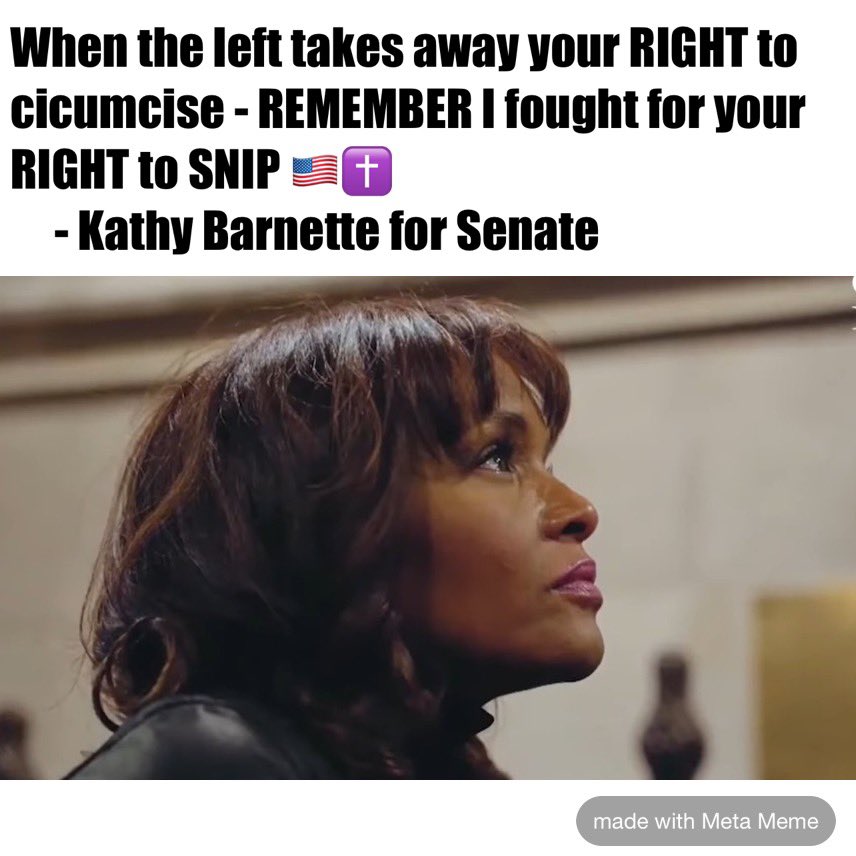 KathyBarnette69's tweet photo. Kathy Barnette is the CIRCUMCISION SENATOR - SUPPORT HER for SENATE she SUPPORTS YOUR RIGHT TO SNIP donโt let the LEFTISTS take your freedoms from you #usa #righttosnip #circumcision #procircumcision #circumcisionsenator #foreskin #jesusisking https://t.co/Xm4BZr3Cel