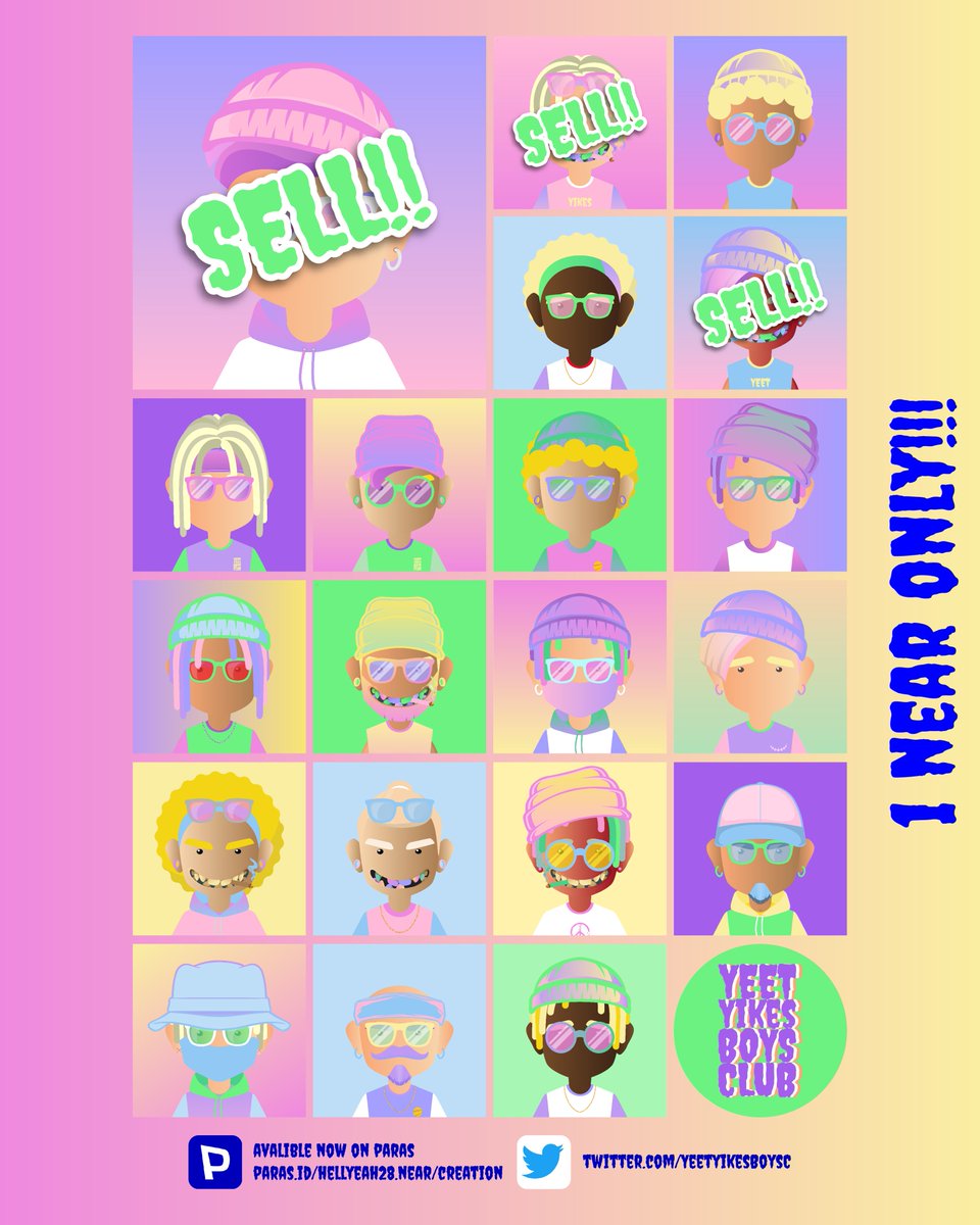 Hi guys
We are "YEET YIKES BOYS CLUB"
We will continue to develop the project, and now we've drop 20 piece. PLS enjoy this project🙏

paras.id/collection/yee…
#NFT #NFTTHAILAND #NFTCommmunity #nftcollectors #NFTcollections #PARASnft #nearNFTs #paras