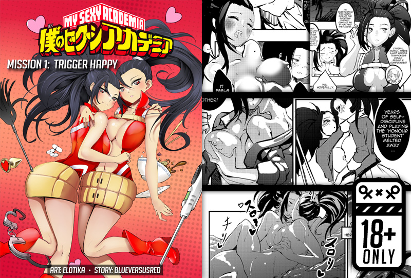 BlueVersusRed's tweet photo. New BVR store item: My Sexy Academia: Trigger Happy! Featuring art by @elotika_art! Everyone's favourite busty class vice-president has a secret desire she's finally able to realize!

https://t.co/Wz5yTMah0U
#selfcest #clonekink #同一CP https://t.co/KWqZa6VsnB