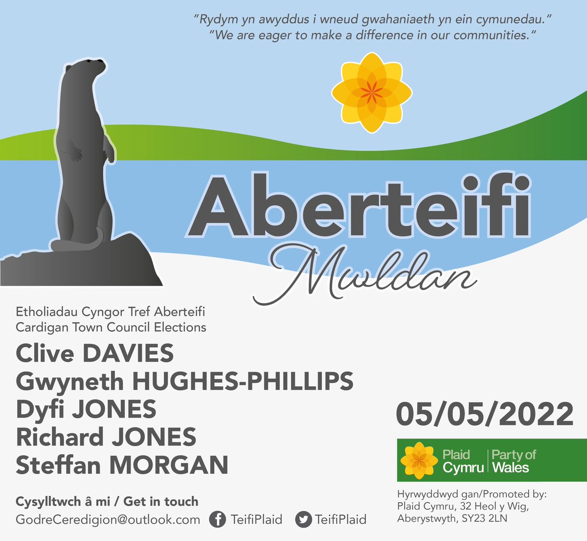 For Cardigan Town Council local elections, the team for the Mwldan Ward.

Am yr Etholiad leol am Cyngor Tref Aberteifi y tim am Ward y Mwldan.

👉🏻 facebook.com/TeifiPlaid/

#workingforCardigan #gweithiodrosAberteifi