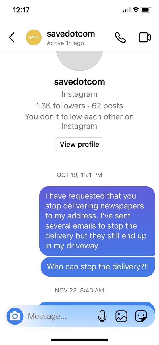 JDrift's tweet photo. @SaveDotCom I have asked you guys to stop sending newspapers to my home but it hasn’t worked. I have unsubscribed and requested my address to be removed several times. https://t.co/SzZCQTpYjQ