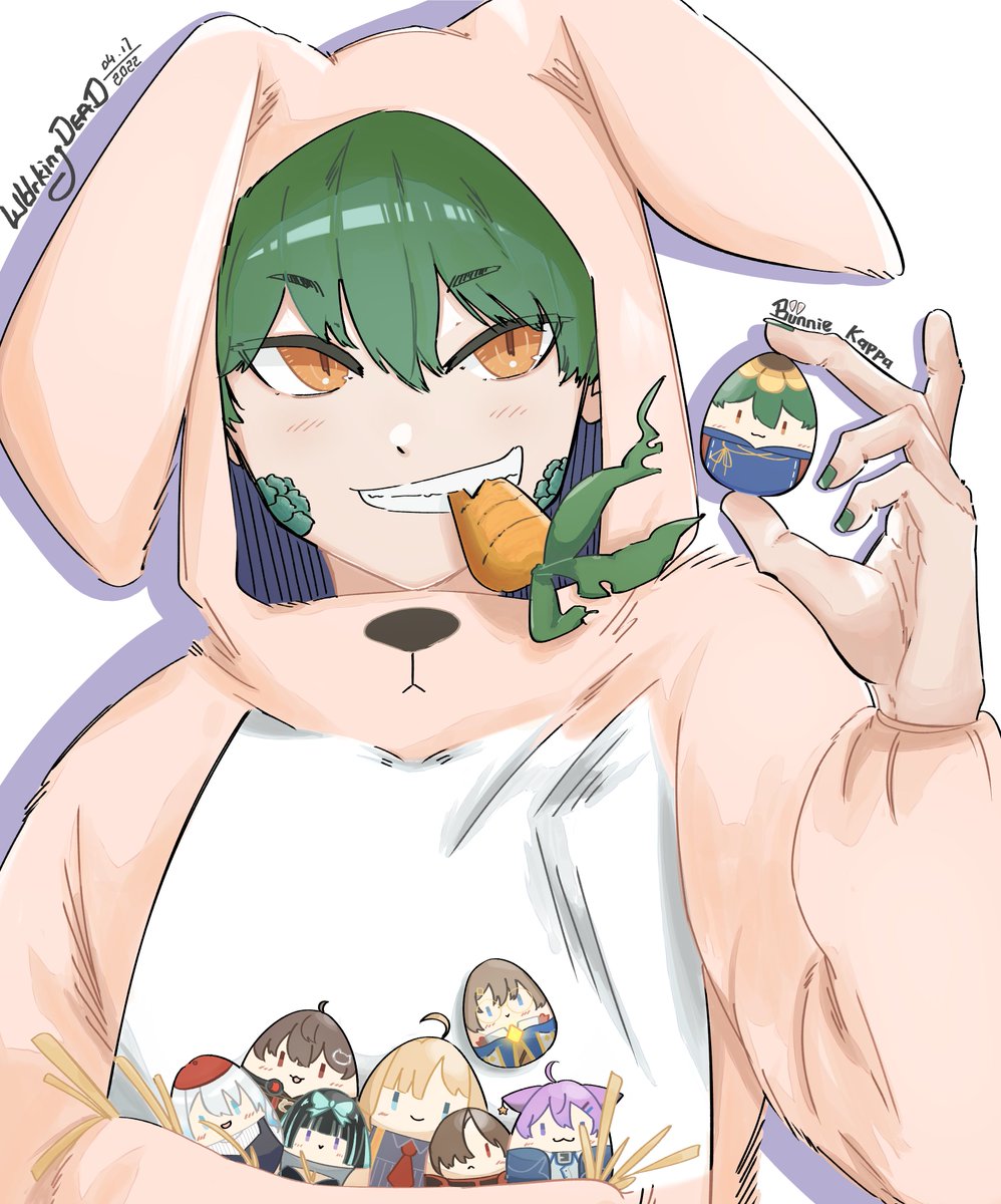Working_DEAD_SL's tweet photo. 🐰復活節快樂🐰 + 慶祝Kappa100訂祭
最近沒什麼時間畫畫 所以這個先連100訂祭圖一起獻給Kappa www
(無字版放留言)
希望能趕上100訂祭前多爆一張圖 (肝已死
另外如果有人有興趣要角色蛋形Q版圖都可以留言
我這星期還能肝w
#KapLive #KapArt @Kappa_Shomons 🐸🥒
#illustration #fanart #wdsl https://t.co/WffEAe2WIJ