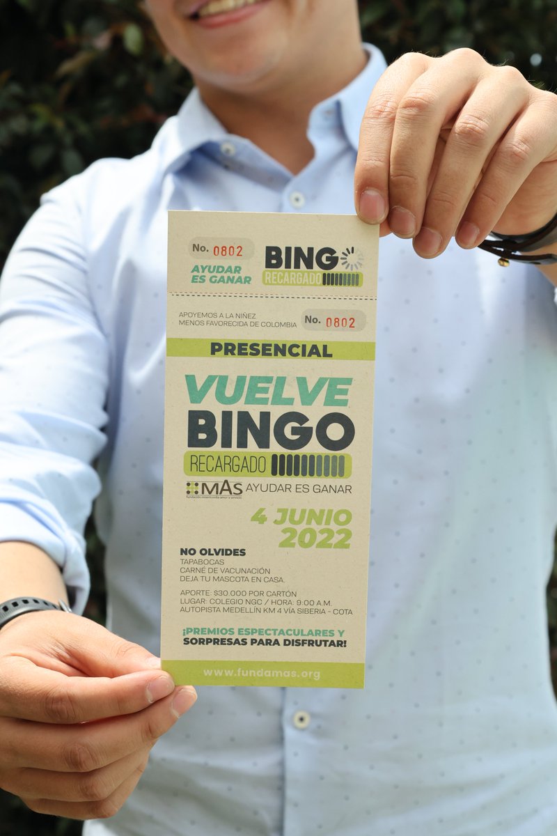 CasaRocaSabanaN's tweet photo. 🎉 Vuelve el #BingoMAS Presencial  El próximo 4 de junio en las instalaciones del Nuevo Gimnasio Cristiano. 🙌🏻🙌🏻

Una oportunidad para ayudar, pasarla bien en familia y ganar muchos premios.
Este Domingo en #CasaRocaSabanaNorte haz tu aporte y apóyanos. https://t.co/tCmJd3psD4