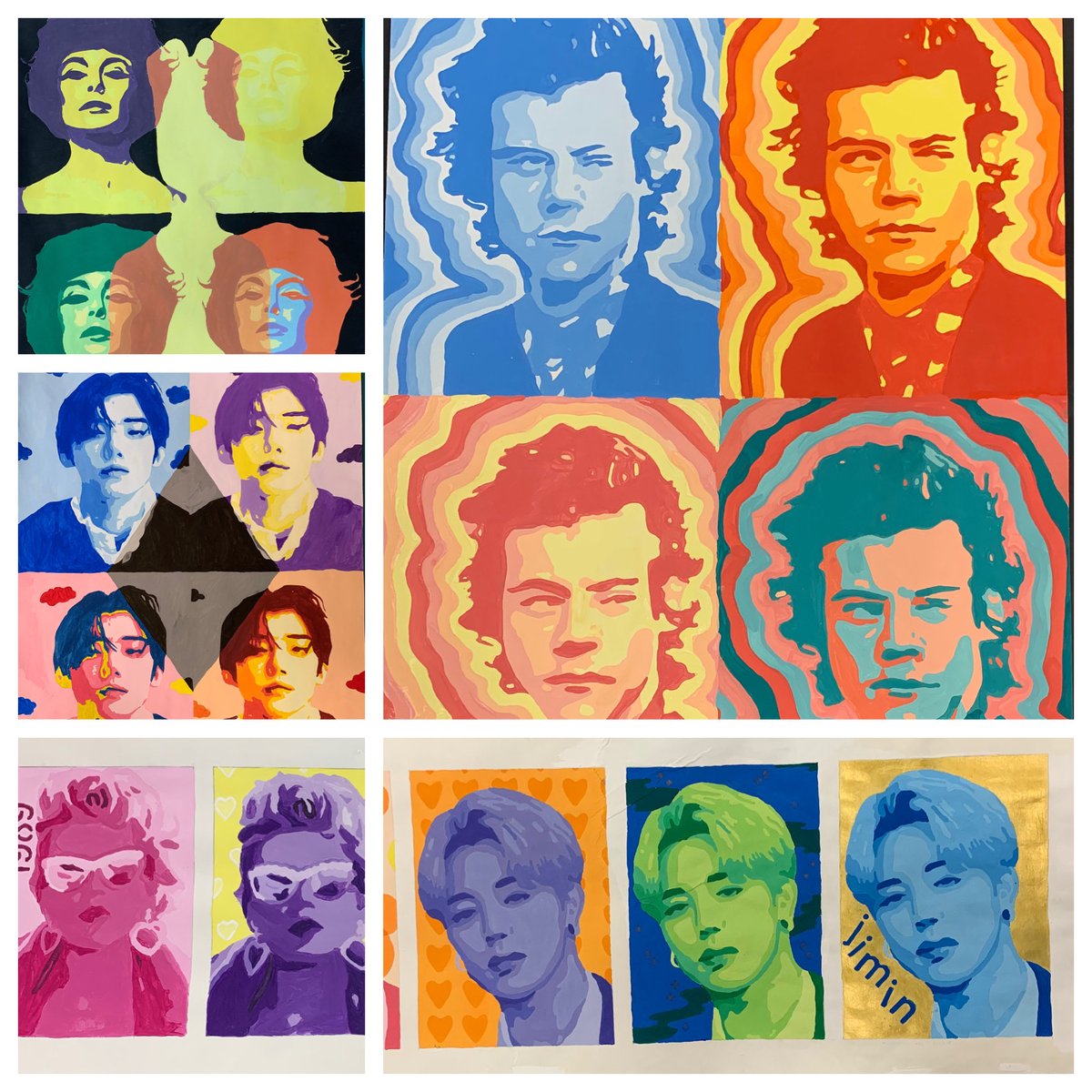 It’s Pop Art time! My ⁦<a href="/SantiagoSharks/">Santiago High School</a>⁩ students did amazing!! 🎨