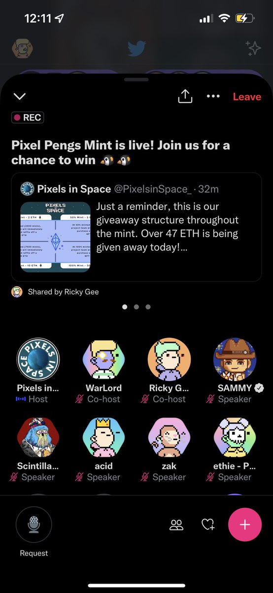 Oh shit <a href="/SammyArriaga/">Sammy Arriaga</a> is here. We about to sell out. LFG brotha! @PixelsinSpace_