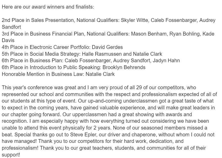 JBEagles_FBLA's tweet photo. 2022 SLC RESULTS! https://t.co/jiNareKlLS