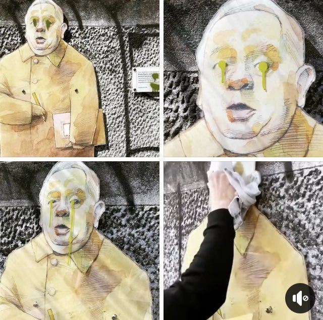 Pedjijatar's tweet photo. Spomenik Branku Ćopiću na Malim stepenicama u Beogradu postavljen je pre dva meseca. Od tada je konstantno na meti vandala.😵‍💫😢🤬 https://t.co/ELABeFaBXG