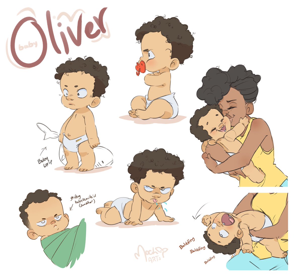 mochiartss's tweet photo. A bit ago in January, I was doing a bunch of baby studies and here’s some of them! 
Oliver was the perfect character to use for the first few studies! Look at himmm XD https://t.co/MMjoxqwTqj