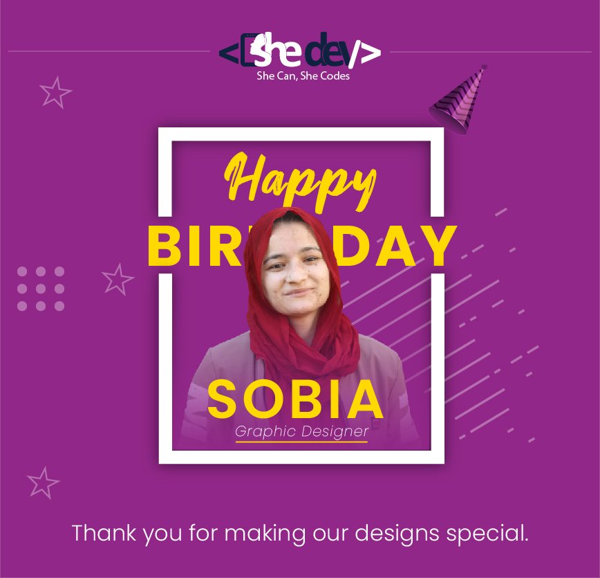 Happy Birthday to the team member who adds value to our company with her best and creative designing skills. We wish you a successful year ahead with happiness.