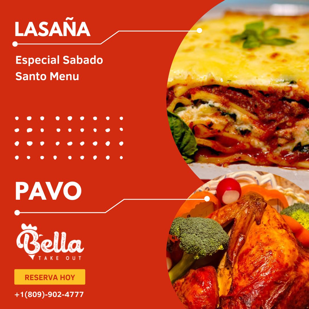 Bellatakeout's tweet photo. Especial Sabado Santo: 
Lasana y Pavo

Llamenos al: +1(809)-902-4777 https://t.co/efWBkiIFnW