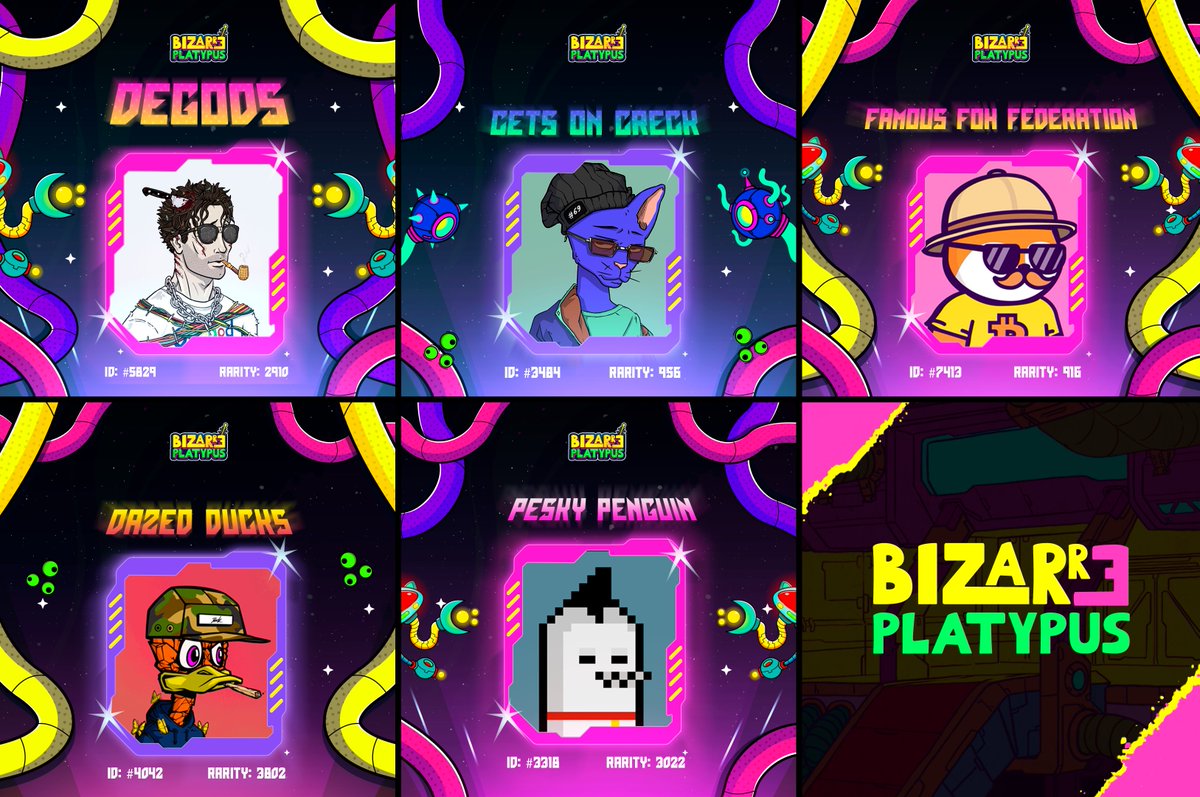 Platypus Gang 🛸today we added all this Bluechip NFTs to the DAO community wallet without touching 
 the DAO funds, Platypus Holders will be able to participate really soon on our Auction and Raffles Platform to get one of these! LFG 🚀

#Solana #NFTs