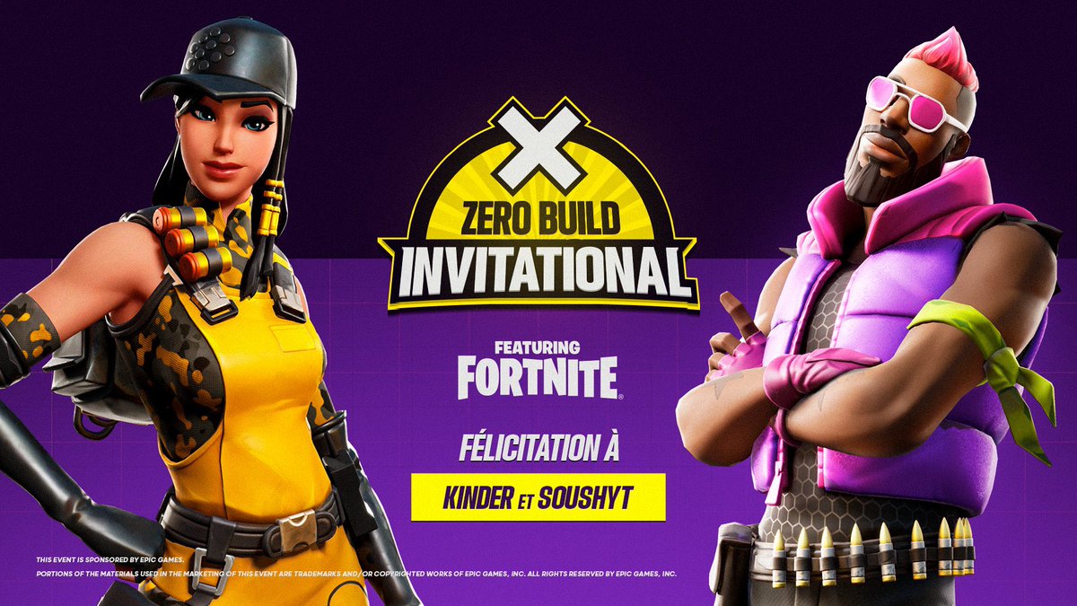 ILS L’ONT FAIT !!! 🔥🔥🔥

TOP 1 Zero Build Invitational (10 000$) pour NOTRE PETIT @G4BKinder en duo avec <a href="/SoushYT/">Soush prime 3</a> 🏆

Merci à <a href="/Doigby/">Doigby</a> et <a href="/FortniteFR/">Fortnite 🇫🇷 officiel</a> pour l’invitation 💪

#G4WIN 💙💚