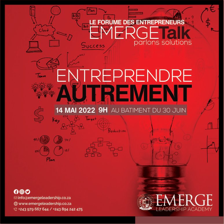 Marcel_William's tweet photo. Nous pouvons ENTREPRENDRE AUTREMENT si notre compréhension sur l'Entrepreneuriat changeait.

Retrouvez nous à LUBUMBASHI, le SAMEDI 14 MAI de 9H a 14H au bâtiment du 30 JUIN

pour plus D'INFORMATIONS 
+242 894 242 475
+243 979 667 644
eliek@emergeleadership.co.za https://t.co/UFl4jEQHFk