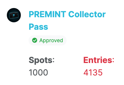 Over the past weeks, we have seen an amazing response from the @PREMINT_NFT community in our discord. 

After a few conversations with <a href="/mulligan/">Brenden Mulligan</a> and learning more about his vision we couldn't help to further extend our partnership with @PREMINT_NFT 

Increased WL from 200 →1,000