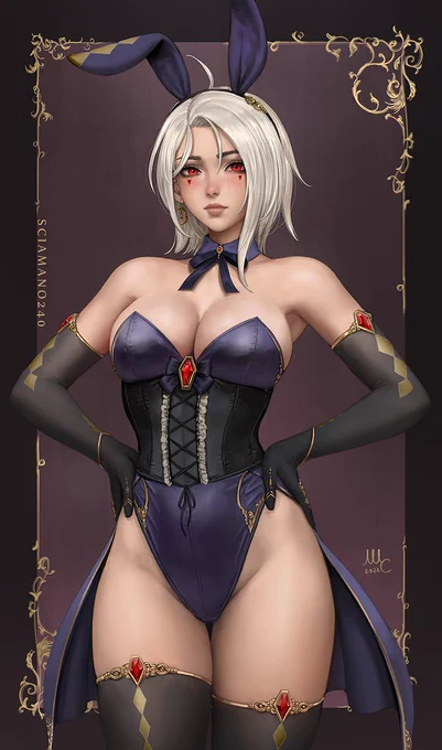 Happy Easter! Here's my OC Bianca wearing a bunny suit. 