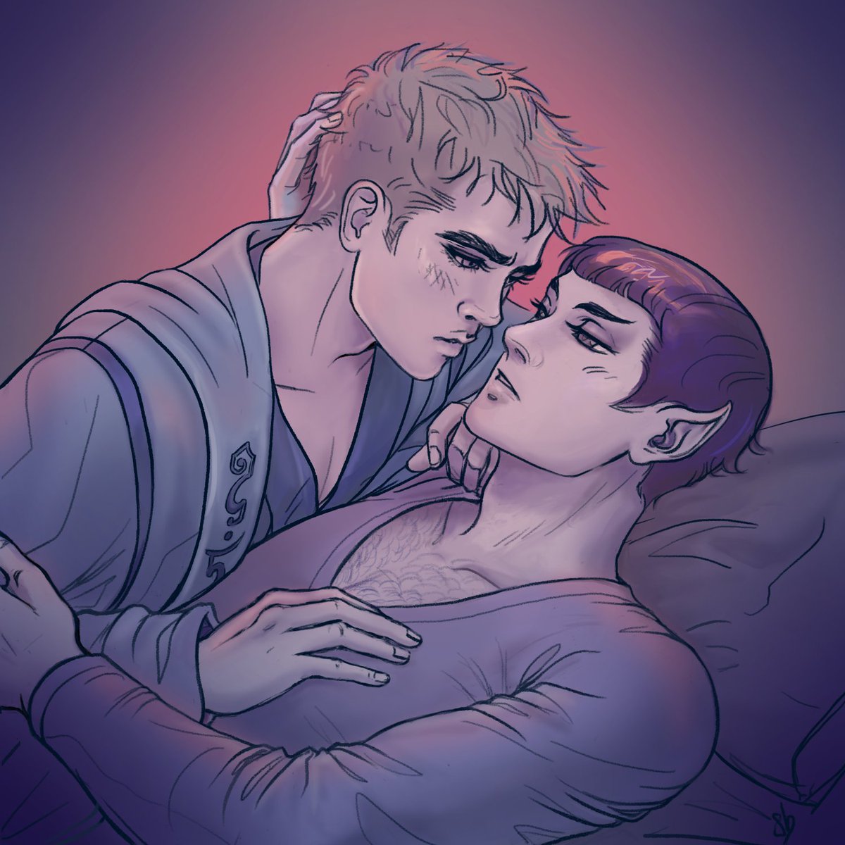 PageofWands11's tweet photo. Here's the art I did to accompany the amazing story written by ValiantBarnes for this year's @thylabang!! It was an honour and a pleasure to collaborate with them, I had so much fun! 😍✨💕 

Please check out 'Asteroid Blues' here!: 
https://t.co/MJDeOqB3Rh

#thylabang2022 #spirk https://t.co/CMxqRYWVgS