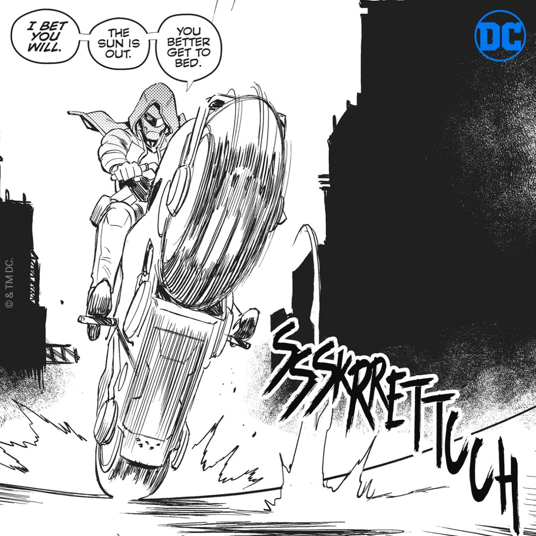 Batman's tweet photo. Red Hood is patrolling the city in style. 🏍 Tell us what you liked about #DCFutureState: GOTHAM Vol. 1! https://t.co/if0YZgikmo