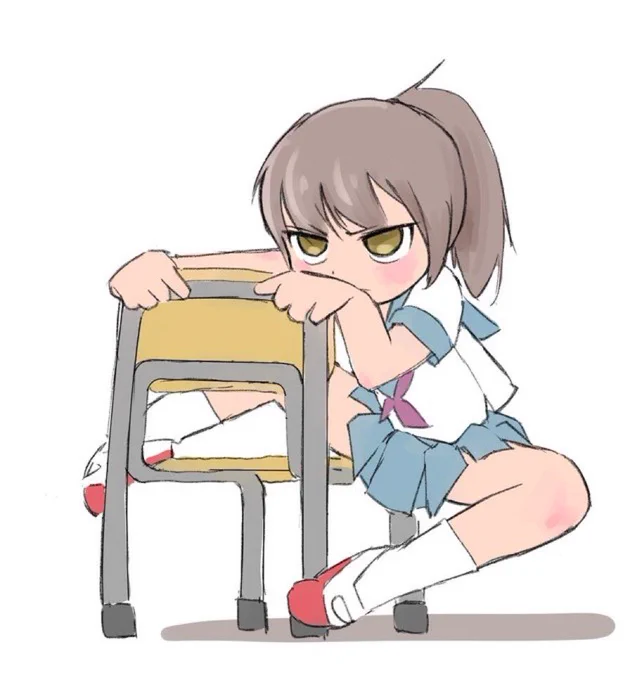 過去絵ウィーク…教室のイス。皆さんお行儀が悪い。 