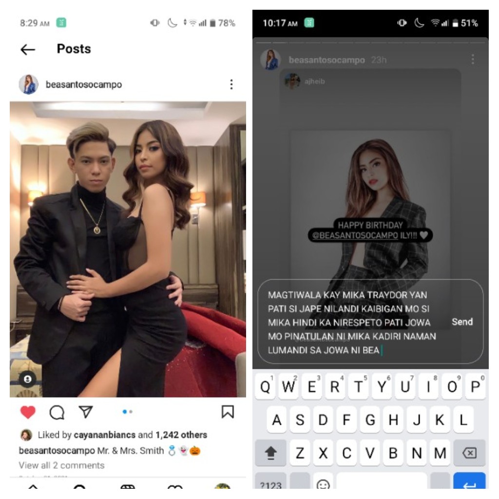 Angela7k's tweet photo. @itsyourgirlPASH @beasantosocampo @ajheib @aloranciejean @mayiemapili_ @limmchristinee @SAMpernando @reyes_mark25 @JapeAldea @SalamancaMaxima @LITZ_heart GUMAMIT KAPA NG IBANG ACC MO MIKA MALANDI PATI RELASYON NILA BEA AT JAPE GUSTO MO SIRAIN PATI SI JAPE PINATULAN MO MALANDI AMP!!! https://t.co/rCbiojiloa