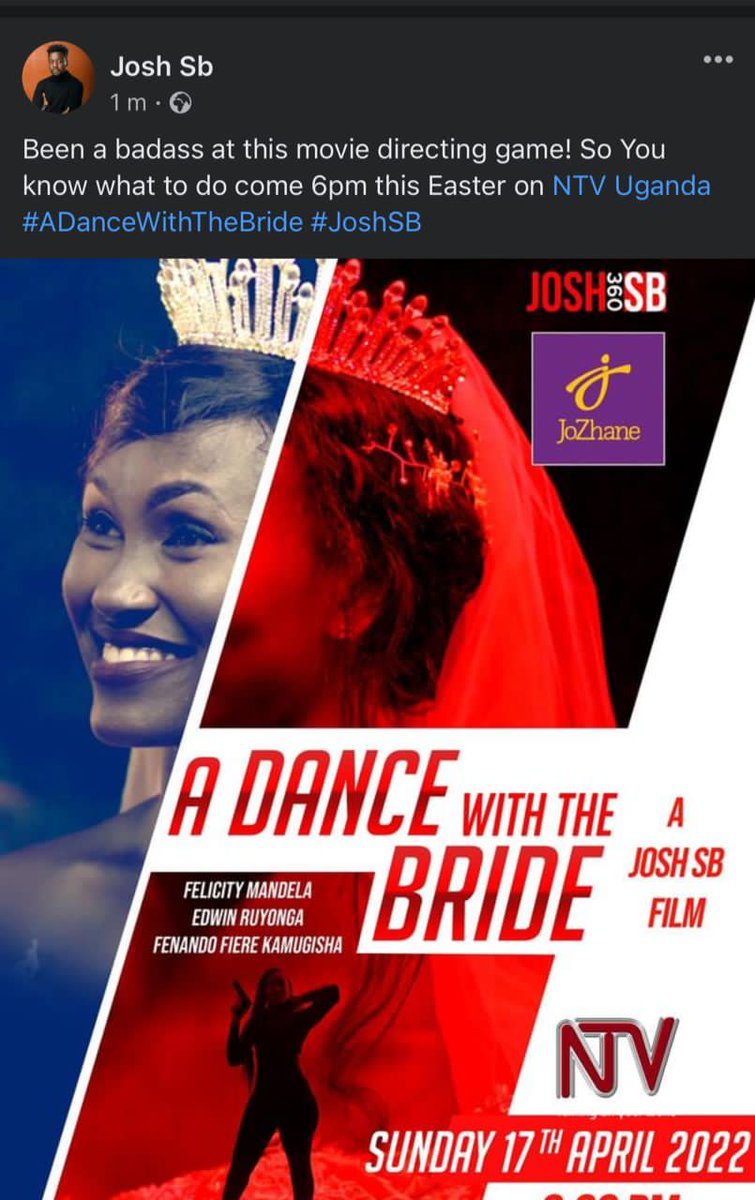 DianahAhebwe's tweet photo. Can a gal have it all?
Family and Career i mean??

Don't miss #ADanceWithTheBride a film written &amp; Directed by 
@JoshSbSessions
 featuring 
@FelicityMandela
@Ruyonga 
@CynthiaNyamai
@JalumJ
 
Premiers Today on NTV Uganda at 6pm
#JoshSB https://t.co/XrPlqCn8fl