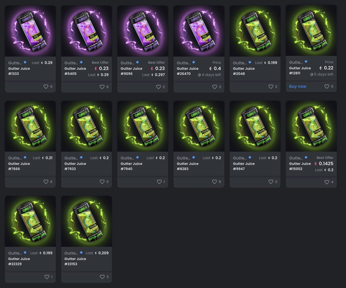 Stoniphantom's tweet photo. Last Monday i had 4 GCG assets.. I traded my astrodoggo for a M2 and then sold that, got 28we(~26e after fees) and I have purchased 28 @GutterCatGang assets with it so far (I’ve given away 7 juices since release and since I got this eth) Now including these is 31. Lfgggggg😌 https://t.co/2nDYFGp86K