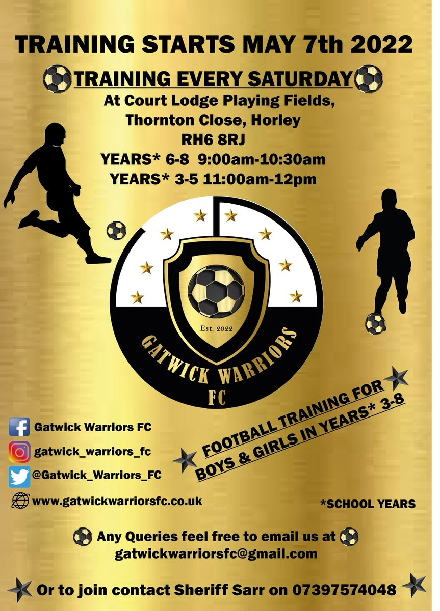 GatwickWarriors's tweet photo. Come Join Us and Start The Warriors Experience ⚜️⚫️⚜️⚫️ https://t.co/qqJdFJFeSr