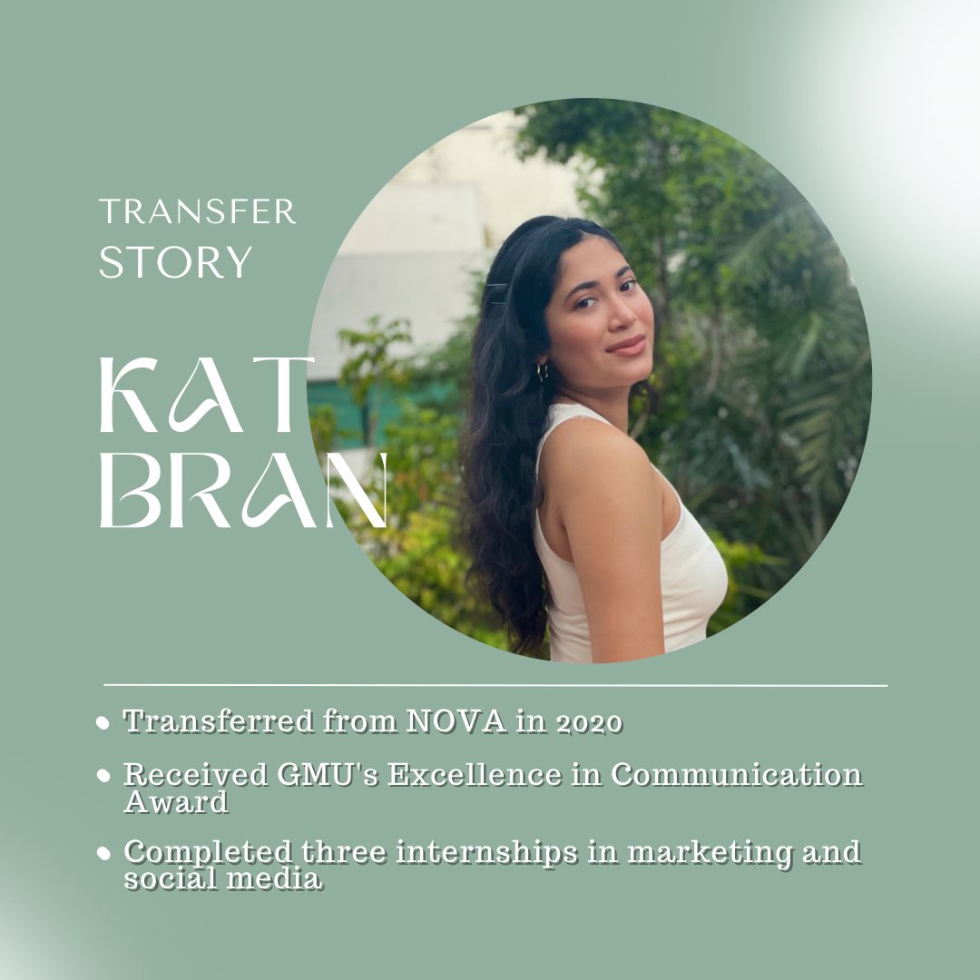 KatherineBranm's tweet photo. Over the last two years at @GeorgeMasonU I have gained invaluable experience and surpassed my expectation. 

Taking advantage of the resources #GMU provides for its transfer students is key to achieving academic success.  

@masoncareer 
@CommGmu 
#mimsPR https://t.co/ygbhLYesb1