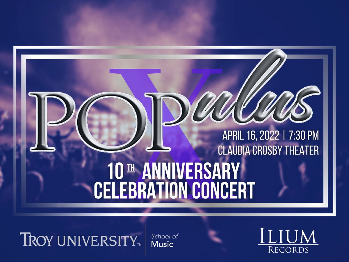 PopulusBand's tweet image. Join us tonight to celebrate the 10 fantastic years of POPulus! Due to weather, we are holding the celebration concert in Claudia Crosby Theater. Concert starts at 7:30pm. We hope to see you there!