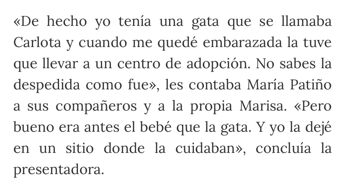 adricomon's tweet photo. Parece ser que @maria_patino hizo estas declaraciones en @DeluxeSabado las cuáles son muy graves porque primero admite haber abandonado a su 🐱(faltaría más que encima lo hiciera en la calle) y fomenta el abandono con información FALSA sobre toxoplasmosis https://t.co/pkutl2au5o